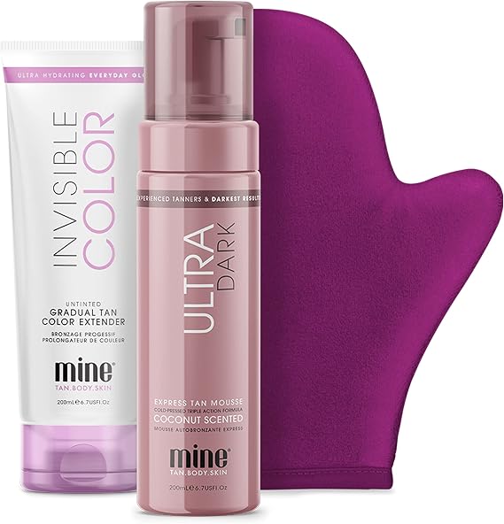 MineTan Ultra Dark Forever Bronze Self Tan Bundle | Cult Faves Kit - Includes Ultra Dark Self Tanner Mousse, Gradual Fake Tanning Lotion, Sunless Mitt, 1 Hour Express for a Natural Bronze Glow