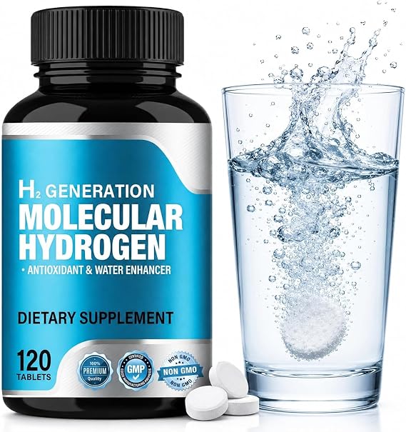 Hydrogen Water Tablets, H2 Molecular Hydrogen Tablets for Drinking Water, 120 Count Vegan for Cellular Energy Support and Antioxidant, Rapid Dissolution & Non-GMO