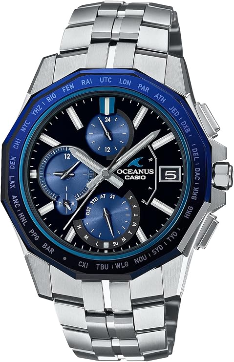 Casio OCW-S6000-1AJF Oceanus Wristwatch, Manta Bluetooth, Radio-controlled Solar, Sapphire Glass, Men's Silver