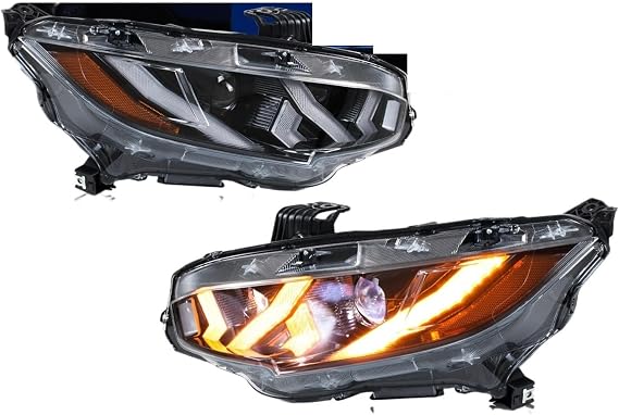 Car headlight assembly For Civic 2016-2021 10th Gen FK Sedan Hatchback Type-R LED Headlights Start-up Animation Sequential Signal (Unpainted) Headlights assemblys replacement