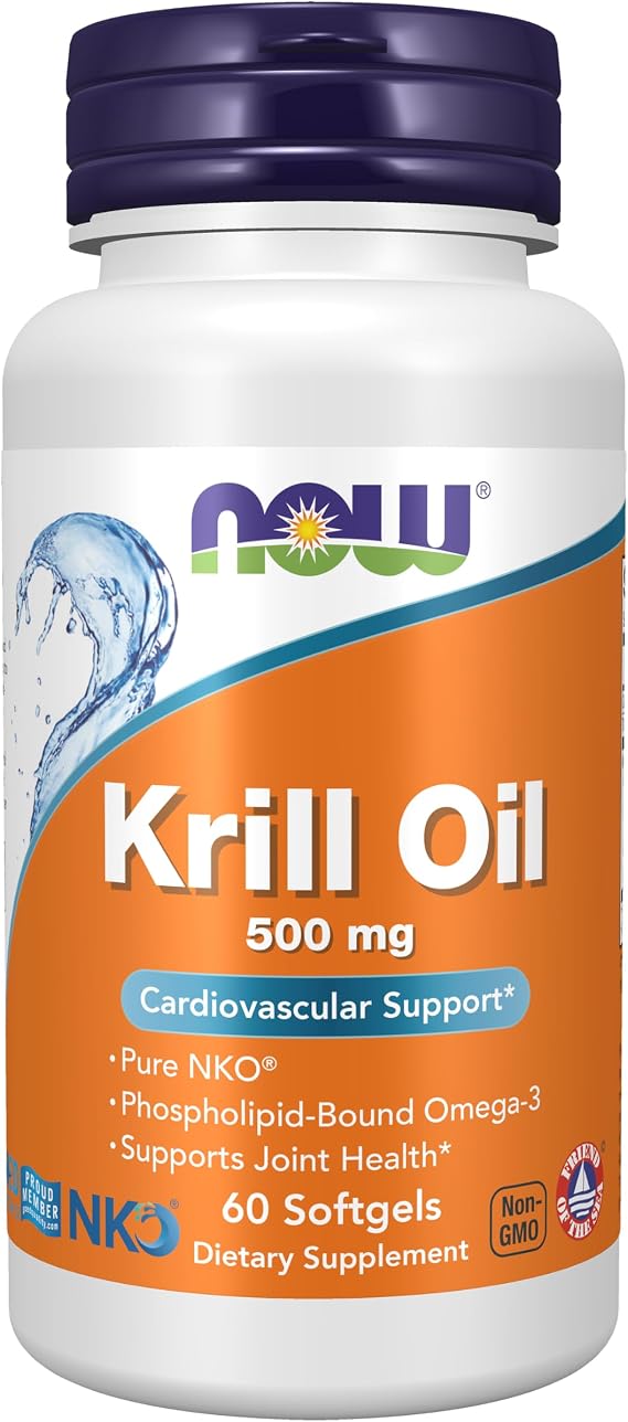 NOW Foods Supplements, Neptune Krill Oil 500 mg, Phospholipid-Bound Omega-3, Cardiovascular Support*, 60 Softgels