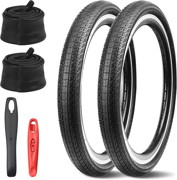 20/24/26x 1.75 Mountain Bike Tire Set,2 Pack Bike Tire Replacement Kit with AV35mm Inner Tubes Valve and Bike Tire Levers,for Mountain Bike/BMX/E Bike/Kids Bike