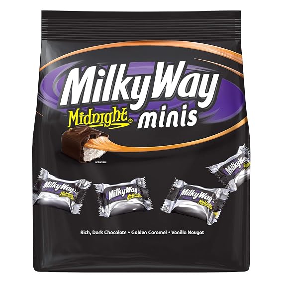 Milky Way Midnight Dark Chocolate Minis Size Candy Bars Bag, 8.9 Oz