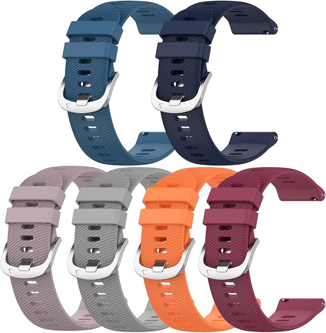 FitTurn 6-Pack Bands Compatible with Garmin Forerunner 570 42mm/for Xplora X6 Play Smart Watch for Kids Bands Replacement Quick Release Waterproof Soft Straps Washable Straps Wristbands Accessoy Sports Bracelet Watch Band Strap
