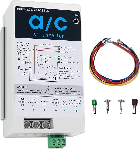 Eshcol AC Soft Start Kit for 1.75-3.5 Ton Air Conditioners, Fit for Home, RV, Commercial, Generators Use. Easy to Install, Reduces Start-Up Current by