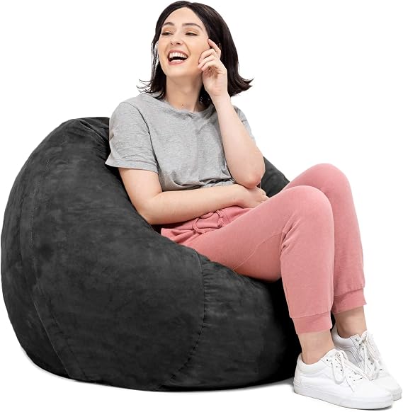 Jaxx  3 Foot Bean Bag Chair with Removable Cover, Black