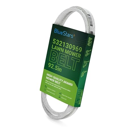 BlueStars 532130969 130969 Deck Drive Belt - for Craftsman Husqvarna Poulan AYP Ariens 21546080 John Deere LA135 L100 LA130 X300 LA105 L130 D130 | Aramid Cord | 1/2" x 92.5" | Deck Drive Belt - for Craftsman Husqvarna Poulan AYP Ariens 21546080 John Deere LA135 L100 LA130 X300 LA105 L130 D130