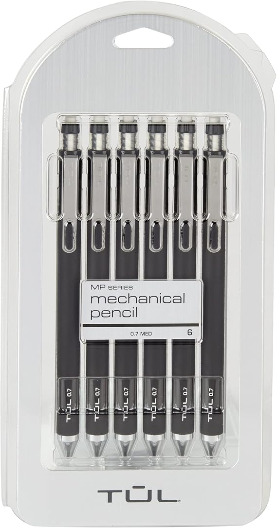 TUL Mechanical Pencils, 0.7 mm, Black Barrels, Pack Of 6 Pencils