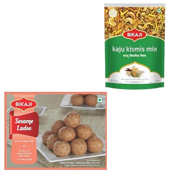 Bikaji Sesame Ladoo (Til Laddu) | 240g (8.4 oz) | Authentic Indian Sweets | Roasted Sesame Seeds & Jaggery Bites | Traditional Mithai | Healthy Winter Snack | Vegetarian | Bikaji Kaju Kismis Sweet
