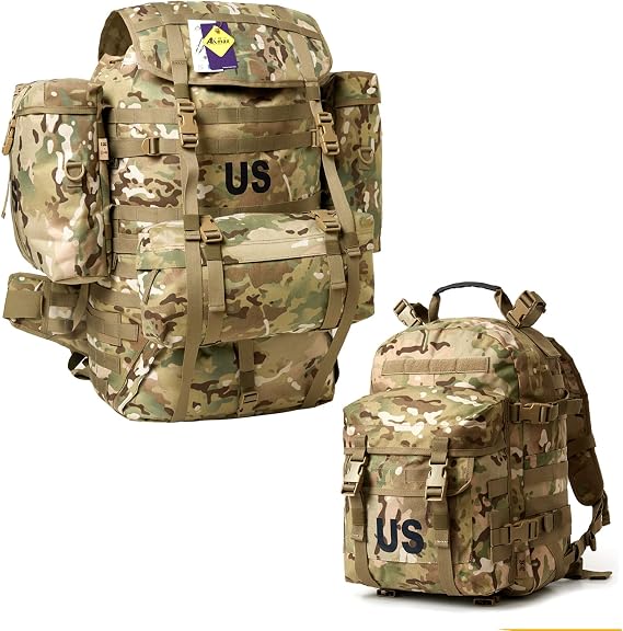 MT Military MOLLE 2 Large Rucksack with Frame, Army MOLLE 2 Tactical Assault Backpack, Rifleman 3 Day Pack.