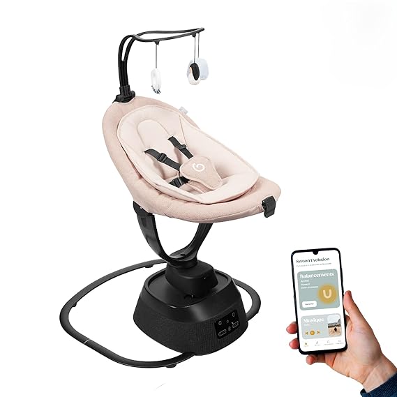 Babymoov Swoon Evolution Connect, App-Controlled Smart Baby Swing, Mocca