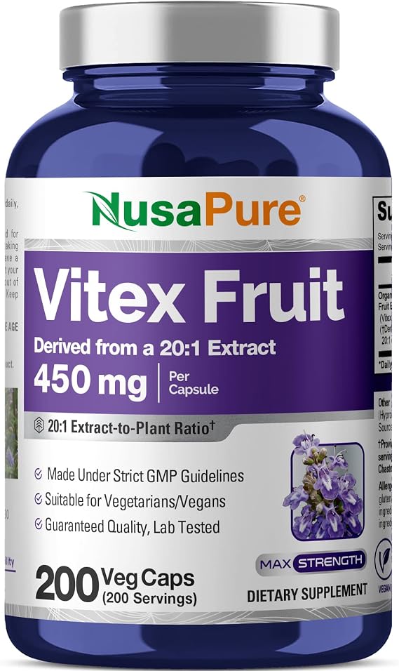 Vitex Chasteberry, Non-GMO Vegan, 450mg, 200 Veggie Capsules - 200 Servings