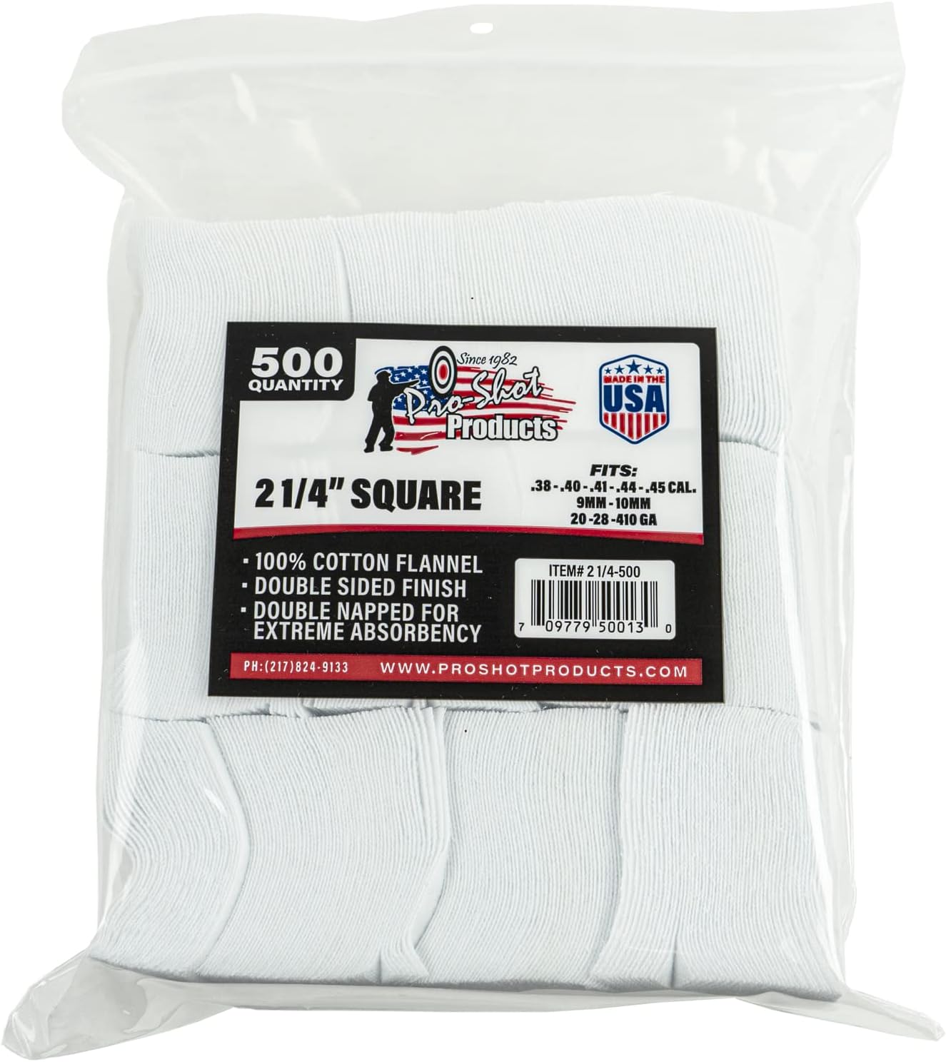 38-.45 Caliber20-.410 Gauge 2 14-Inch SQ. 500 Count Patches, White