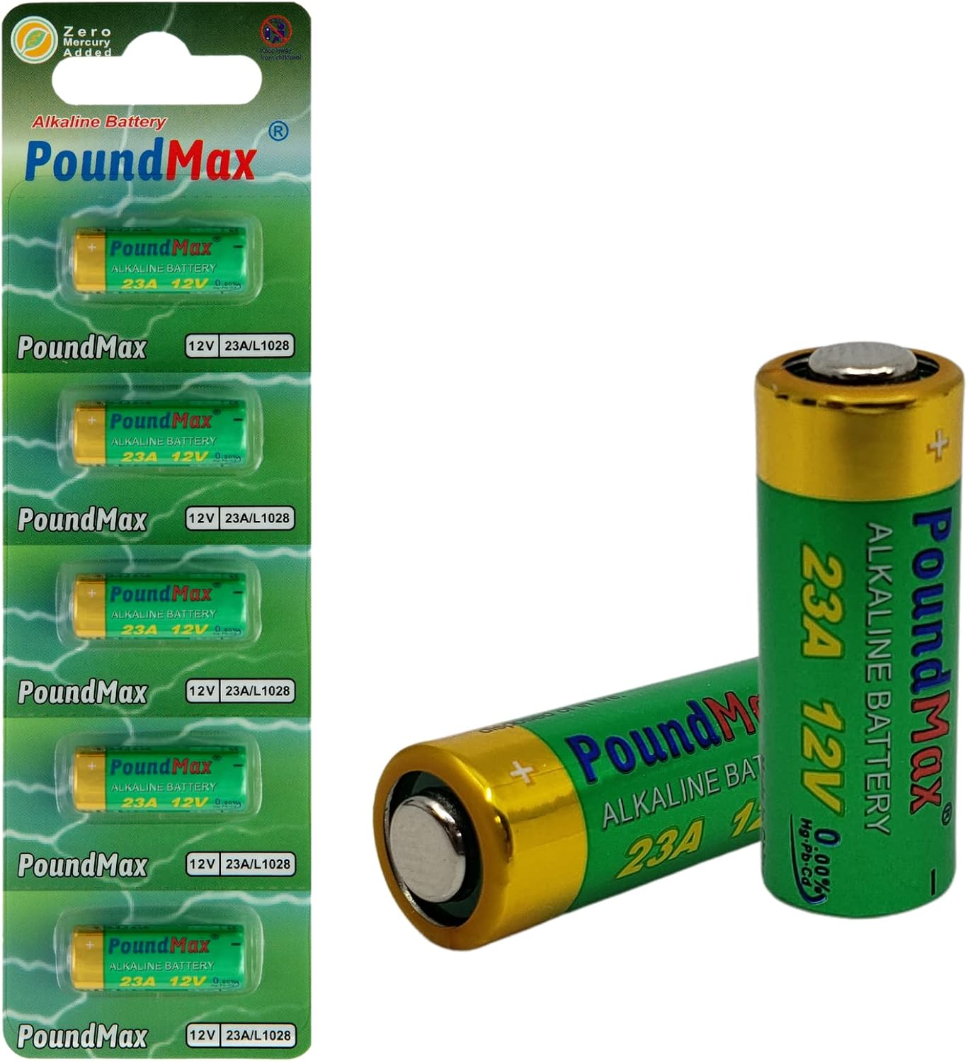 5pcs 23A 12V alkaline batteries, mercury-free batteries for daily use for 23AE, A23, LRV08, MN21, V23GA, A23S, L1028, 8LR932, P23GA, garage door openers, remote controls, alarm systems