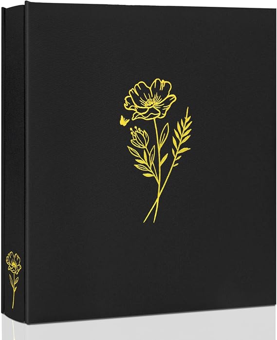 Photo Album 8x10 Holds 100 Photos,100 Pockets Picture Album Excellent Fabric Cover Picture Book for Photos 8x10 Photo Album Book for Travel Wedding Family Memories Black