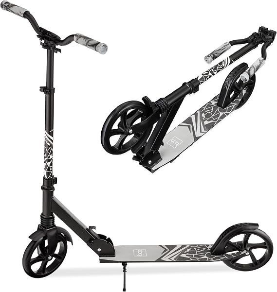 Best Choice Products Kick Scooter for Kids Ages 8+ Teens & Adults, Foldable Large Wheel Scooter with Suspension, Adjustable Handlebars, ABEC-9 Bearings, Lightweight Scooter for Boys & Girls - Black
