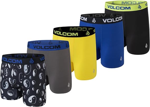 Volcom Mens Boxer Briefs 5 Pack Poly Spandex Performance Boxer Briefs Underwear