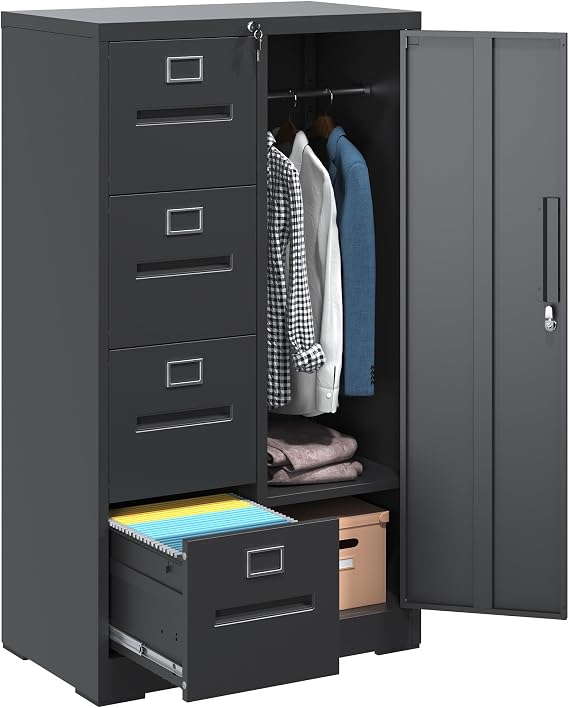 4 Drawer Metal File Cabinet with 1 Door,Employees Locker Cabinets