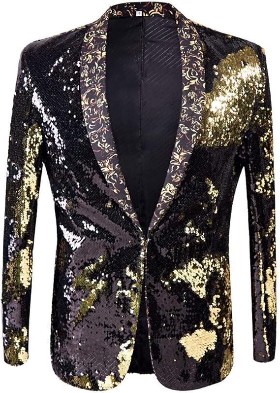 Mens 2 Colors Shiny Sequin Blazer