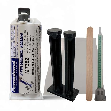 Permabond MT382 Modified Two-Component Epoxy Adhesive, Black, 20-50 Min Set Time, for Metal and Plastic Bonding