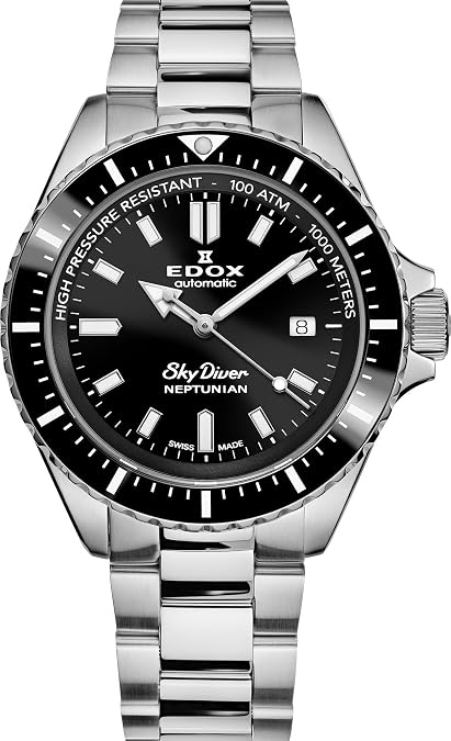 Edox Skydiver Neptunian Automatic Black Dial Men's Watch 80120 3NM NIN