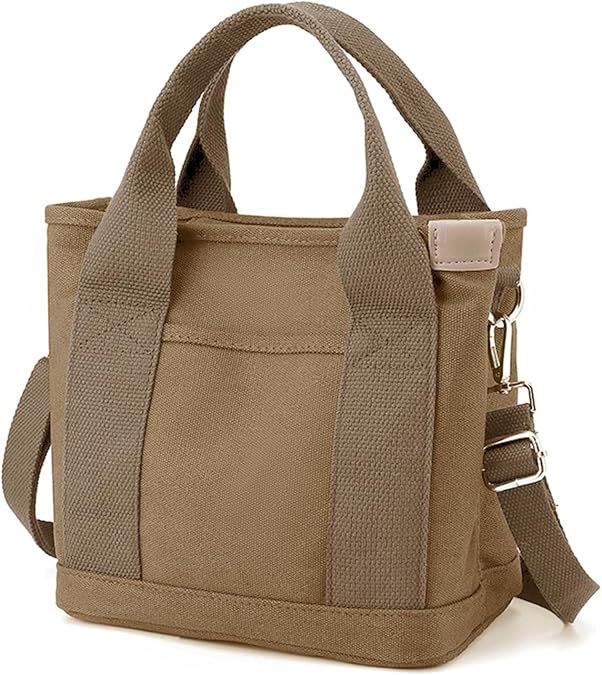 Canvas Tote Bag for Women,Small Totes Bags with Zipper Crossbody Purse with Pockets Large Shoulder Handbag,2 Sizes
