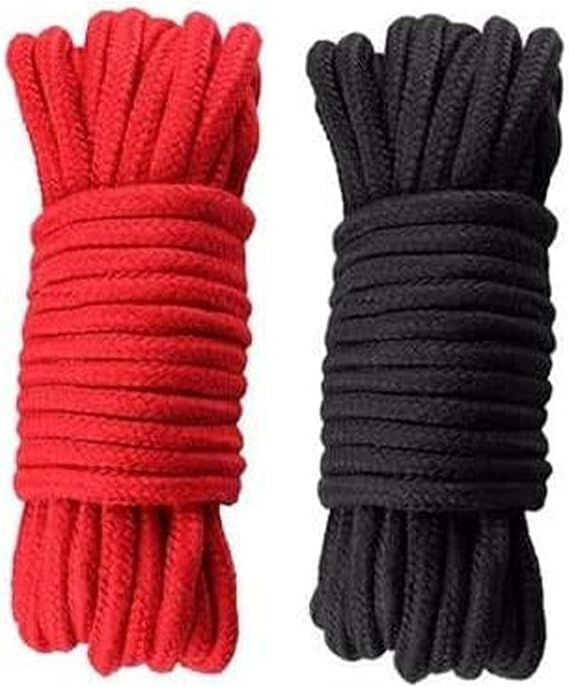 Soft Cotton Rope, Durable & Natural Rope, Black & Red, 0.5oz | Multi Purpose Natural Cotton for Hanging Clothes, Binding Luggage and Home Decoration, Offering Versatile Performance.