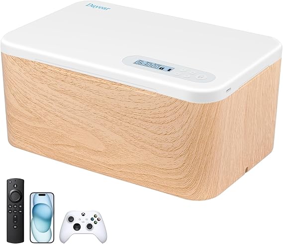 Upgrade Safe Timed Lock Box, Dayear Phone Lock Box with Timer, Lockable Storage Box for Phones,Video Games,Social Media,Snacks/Time Locking Container/Self-Control(Woodgrain)