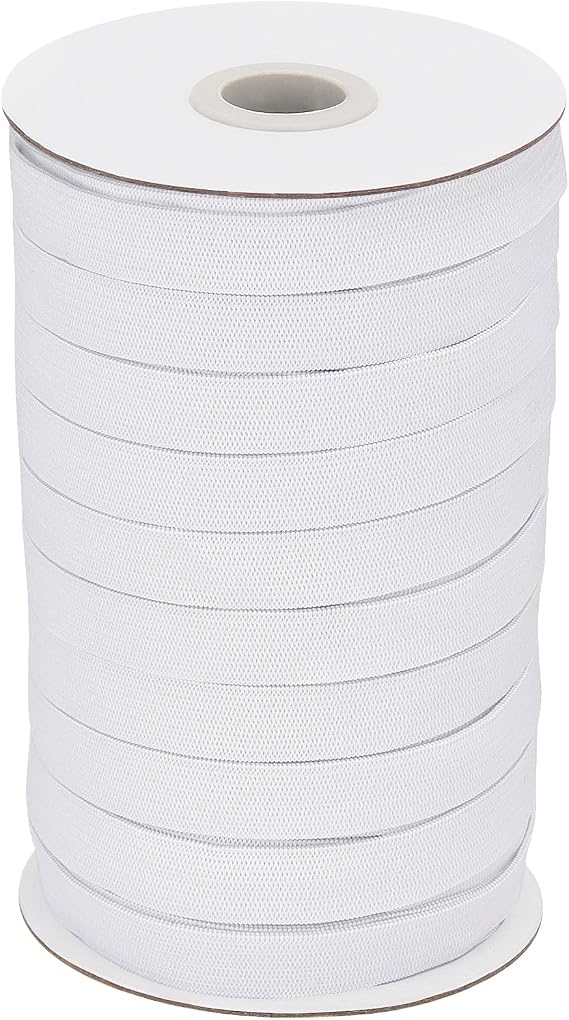 50 Yards Length 1/2 Width White Flat Elastic Band, Stretch Elastic Cord Rope, Knit Elasticity Spool for Sewing and DIY Crafting
