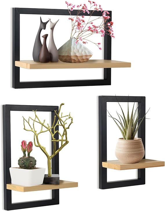 Set of 3 Floating Shelves For Wall, Brown
