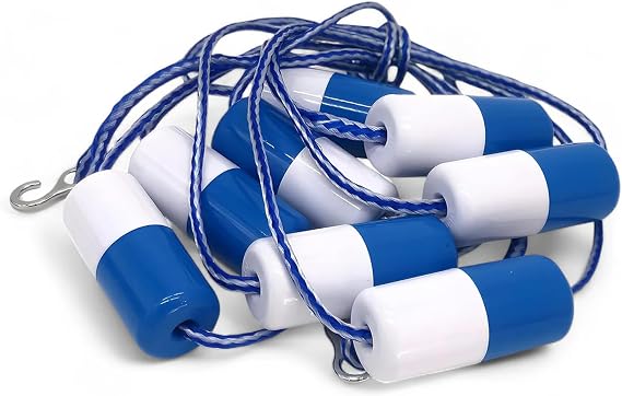 FibroPool 100 ft Pool Safety Rope - 33 Floats, Stainless Hooks