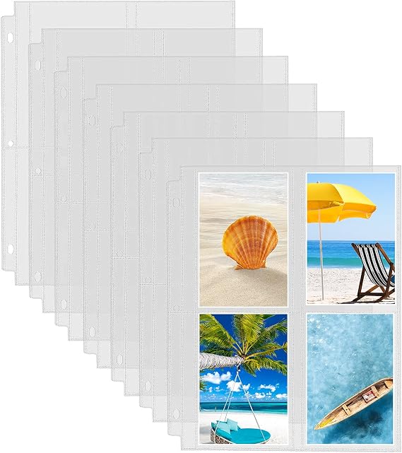 Fabmaker 30 Pack 3.5x5 Photo Sleeves for 3 Ring Binder, Hold 240 Photos | Clear Plastic Binder Sleeves, Photo Album Refill Pages, Acid Free Archival Page Protector, Binder Inserts for Postcard