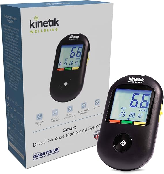 Kinetik Wellbeing Smart Blood Sugar Monitor, Glucometer Kit, Home Testing