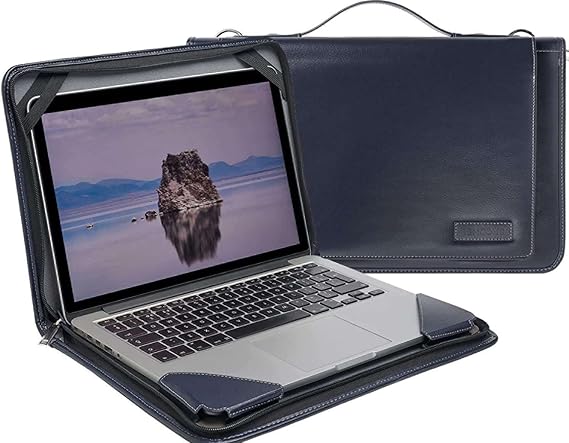 Blue Leather Laptop Messenger Case - Compatible with LincPlus P1 13.3 Inch Full HD Ultrabook Laptop
