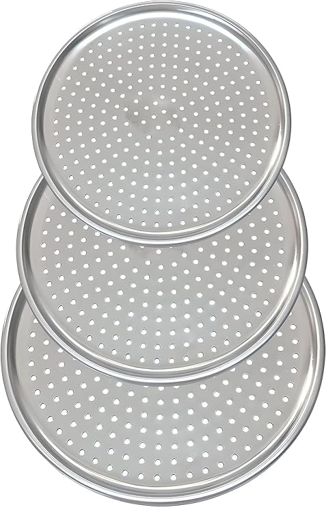 Orret Home Stainless Steel Pizza Tray, Perforated Lahmacun and Pizza Pan, Oven Top (36 Cm)