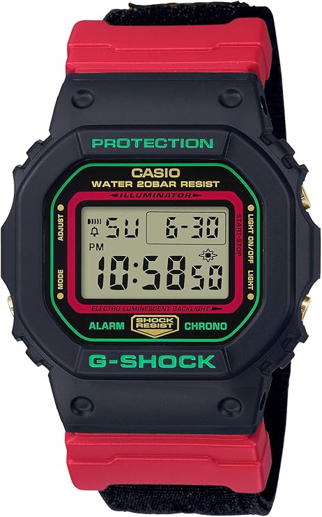 Casio G-Shock 1990s DW-5600THC-1JF Men's Wristwatch, Throw Back, Black