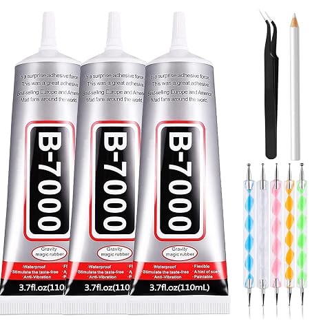3PCS 110ml B7000 Glue + 5PCS Dotting Pen +1PCS Wax Pencil and Tweezer