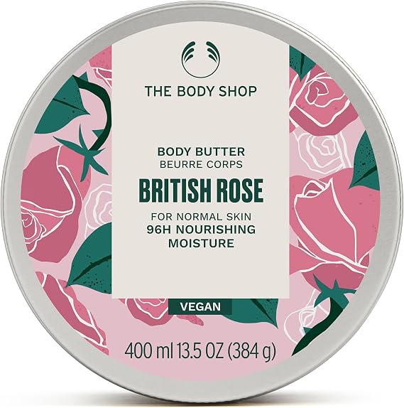 The Body Shop British Rose Body Butter 400ml | Body Moisturiser with Shea Butter, Body Cream for Normal Skin, 96H Nourishing Moisture, Body Care