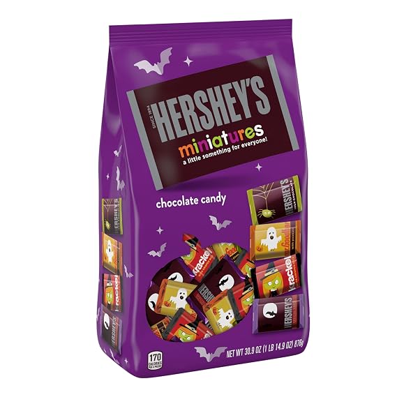 HERSHEY'S Miniatures Assorted Chocolate, Candy Bulk Bag, 30.9 oz