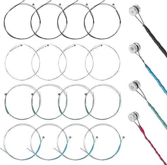 16 PCS Violin Strings, Universal Full Set Universal Carbon Steel Copper Wound with Copper-Plated Ball End Classic Steel Strings for Instruments 4/4 3/4 1/2 1/4 Violin