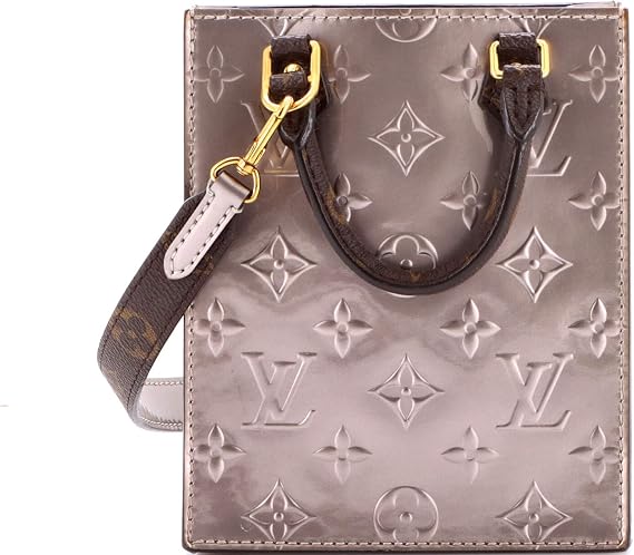 Pre-Loved Petit Sac Plat Bag Monogram Vernis with Monogram Canvas, Metallic