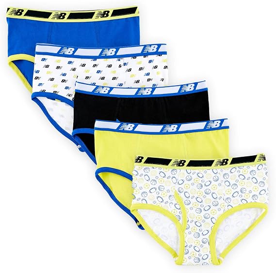 New Balance Boys' Soft Cotton Tag Free Brief Underwear (5-Pack)