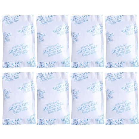 Silica Gel Packets Desiccant Sachets 50 Gram × 8 Packs Food Grade Moisture Absorber for Storage Drying Food Clothes Books Medicine Reusable Desiccant Bags