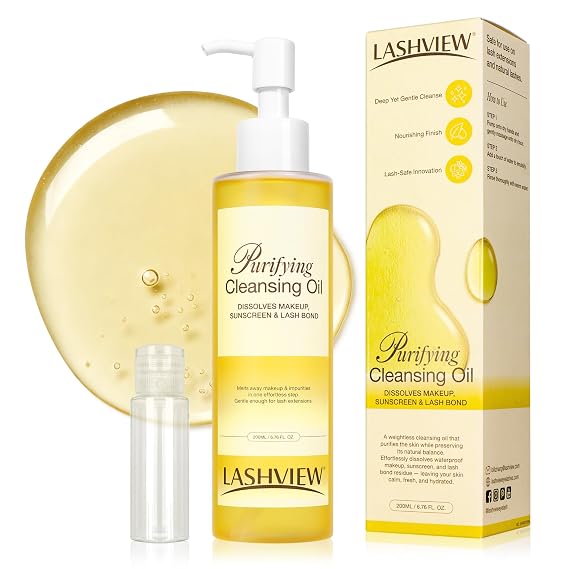 LASHVEIW Pure Cleansing Oil, Natural Oil Cleanser for Face,Lash Glue Makeup Blackhead Remover, 6.76 fl oz (200ml)