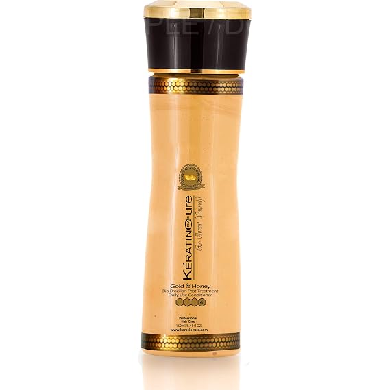 Keratin Cure Gold & Honey Hair Conditioner Argan Oil Sulfate Free Treatment Dry and Damaged Hair Silk Proteins Keratin All Hair Types Women & Men Beards Teens, Kids Safe Color Treated 5 oz