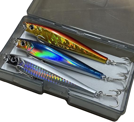 3pcs Saltwater Fishing Lure Long Cast Sinking Jerkbait Swimbait Wobbler Artificial Hard Bait - Mixed Color for Trout Bass Sea Bass (AH1247-4.7'' 1.7oz)