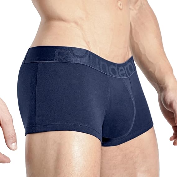 Rounderbum Mens Package Tech Trunk Front Enhancing Pouch Underwear for Men, Removable Pads, Natural Lift, 3 Colors