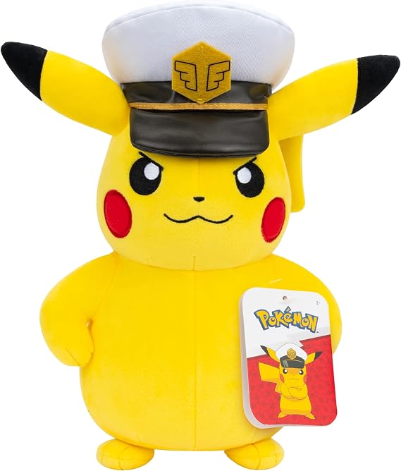 Pokemon Captain Pikachu Plush - 8-Inch Soft Plush with Captains Hat and Authentic Details