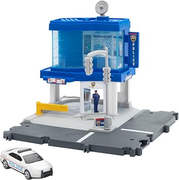 Matchbox Toy Car & Playset, Action Drivers Police Traffic Center with 1:64 Scale Ford Police Interceptor Toy Car, Kid- & Car-Activated Features, Moving Figure, HRY44