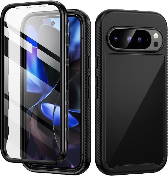 seacosmo for Google Pixel 9/9 Pro/10/10pro Case with Screen Protector Black | Full Body Shockproof Protection Armour Cover Slim Fit Bumper Dual Layer Protective Rugged Case for Google 9/9 Pro/10/10 Pro